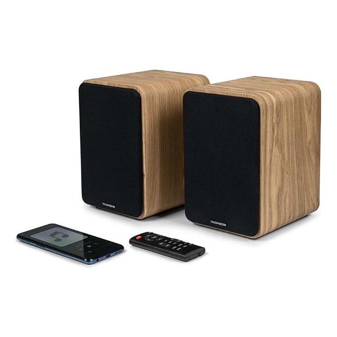 Thomson Hifi Bookshelf Speakers Cosy 100w Bt 5.0 Rca Command Wood black Ws602duo