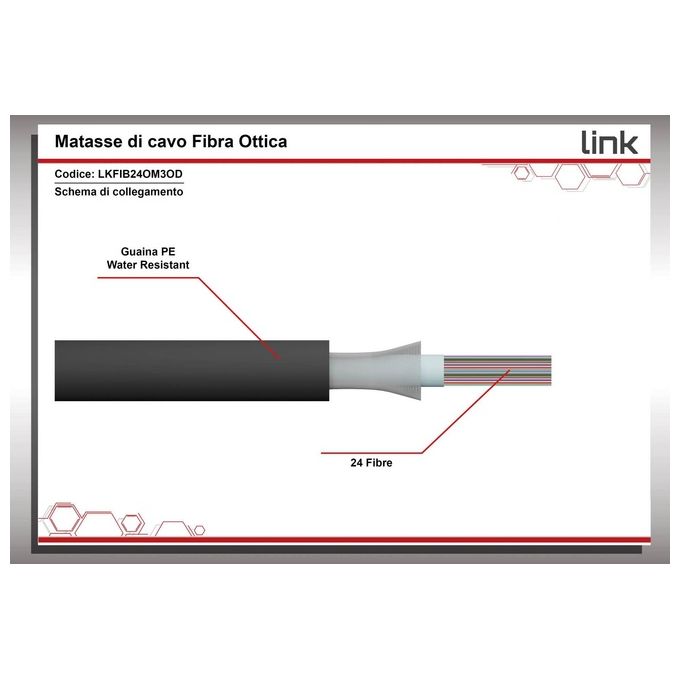 Link Cavo Fibra Ottica da Esterno Dielettrico Om3 Antiroditore 24 Fibre