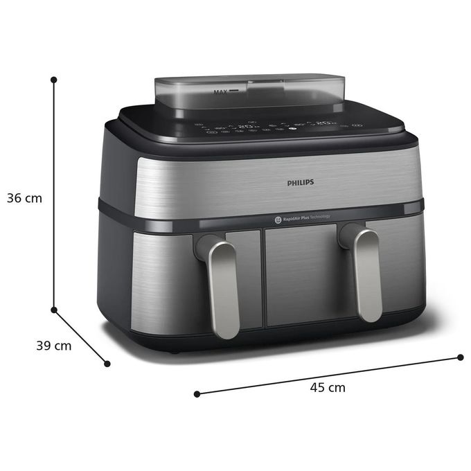 [ComeNuovo] Philips Airfryer Serie 5000 Friggitrice ad aria con doppio cestello 9.0 Litri e cottura a vapore