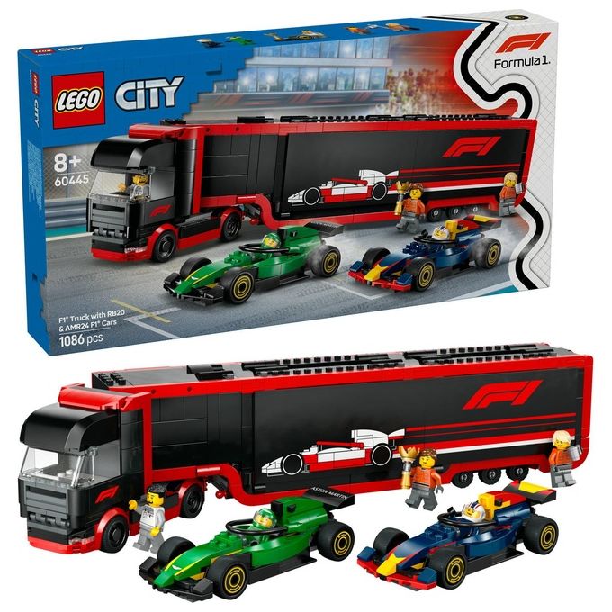 LEGO City Formula 1 Autotrasportatore F1 con monoposto RB20 e AMR24 F1 60445