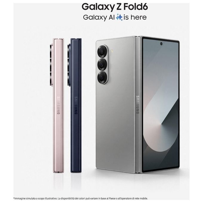 Samsung SM-F956BZSCEUE Galaxy Z Fold6 Smartphone 5G 512GB RAM 12GB Display 7.6'' Dynamic AMOLED 2X Snapdragon 8 Gen 3 Dual SIM colore Silver Shadow