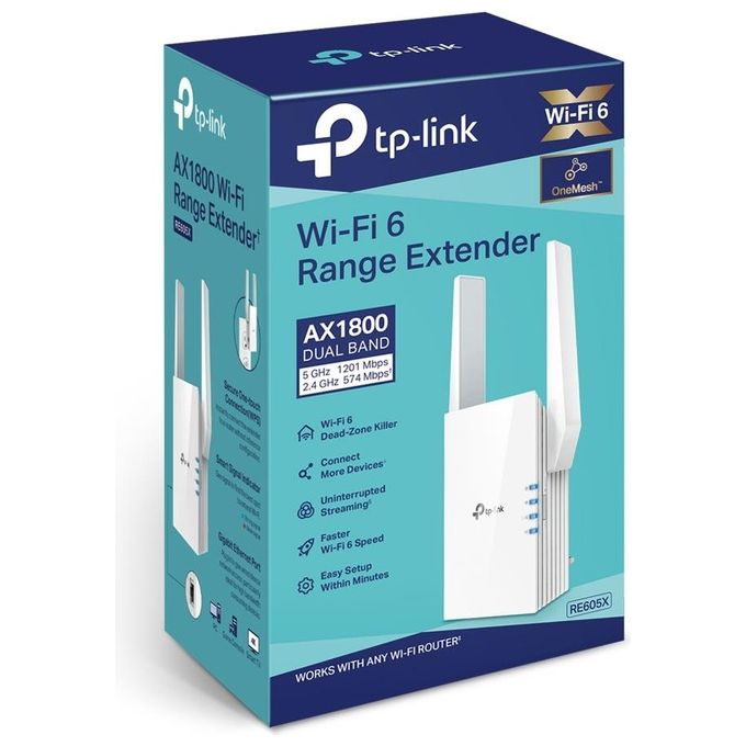 TP-Link Ripetitore Mesh WiFi 6 (RE605X) Amplificatore WiFi AX1800 WiFi Extender WiFi Booster 1 Porta Gigabit Ethernet Nuovo Prodotto con Tecnologia TP-Link Onemesh