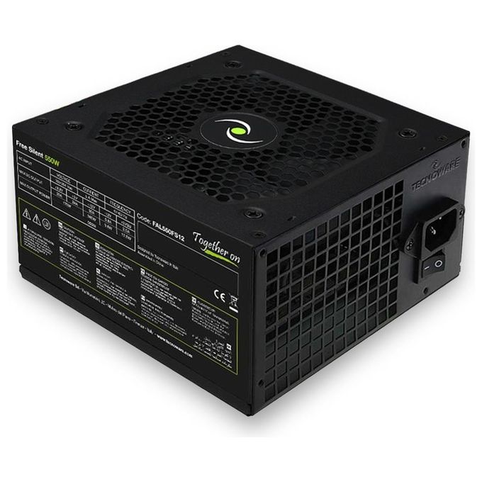 Tecnoware Free Silent Alimentatore ATX 550 W Reali per Pc Ventola da 12cm