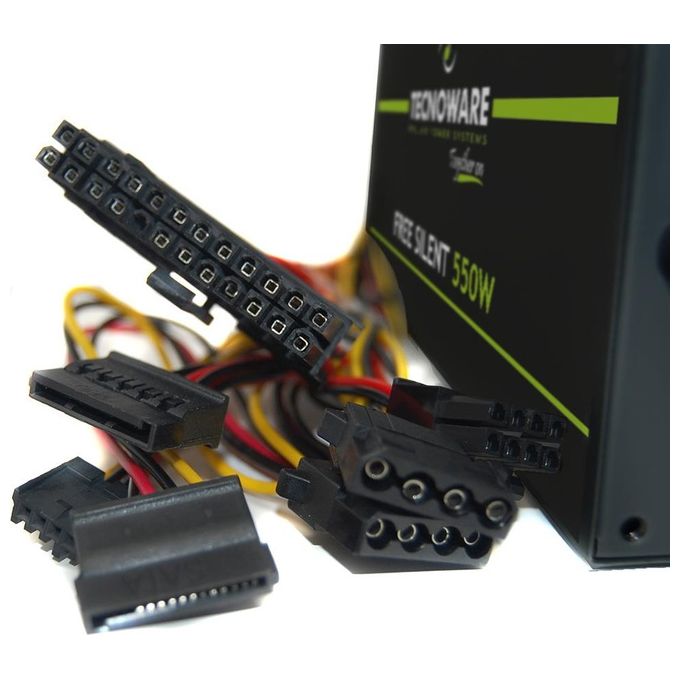 Tecnoware Free Silent Alimentatore ATX 550 W Reali per Pc Ventola da 12cm