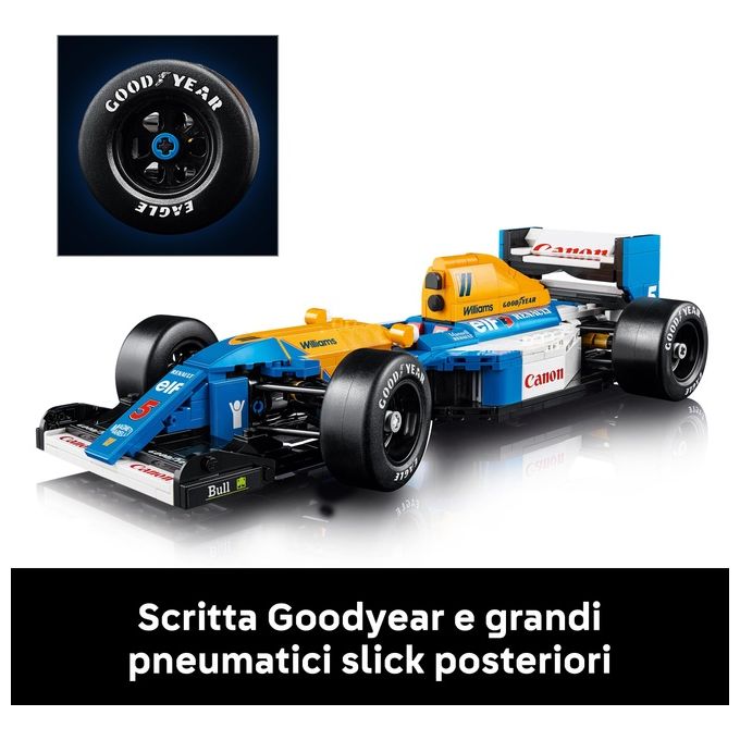 LEGO Icons Williams Racing FW14B e Nigel Mansell - Modellino di Auto F1 da Costruire con Minifigure del Pilota da Collezione, Trofeo e Supporto da Esposizione, Idea Regalo Adulti, Uomo o Donna 10353