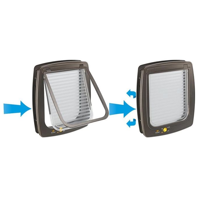 Ferplast Gattaiola Magnetica, Porta per Gatti, Magnete e Collare Gatto Incluso, Entrata e uscita controllabile 4 vie, Protezione da Correnti d'Aria, SWING 7 Taglia Piccola, Porticina per Gatti, Marrone