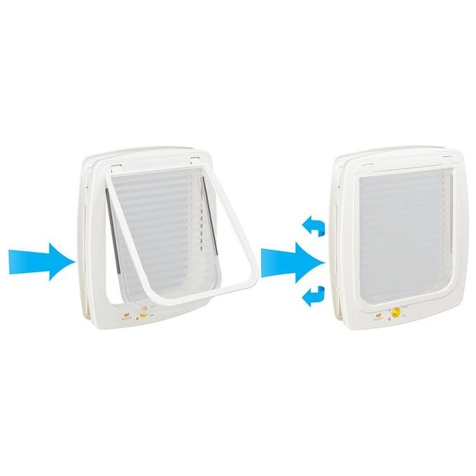 Ferplast Gattaiola Magnetica, Porta per Gatti, Magnete e Collare Gatto Incluso, Entrata e uscita controllabile 4 vie, Protezione da Correnti d'Aria, SWING 7 Taglia Piccola, Porticina per Gatti, Bianco