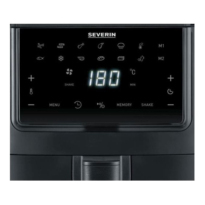 Severin FR2462 Friggitrice ad Aria Calda XXL 1700W 7 Litri Display Touch 12 Programmi Mantenimento Caldo Funzione Memoria Rivestimento Ceramica 290 x 387 x 310 cm Nero