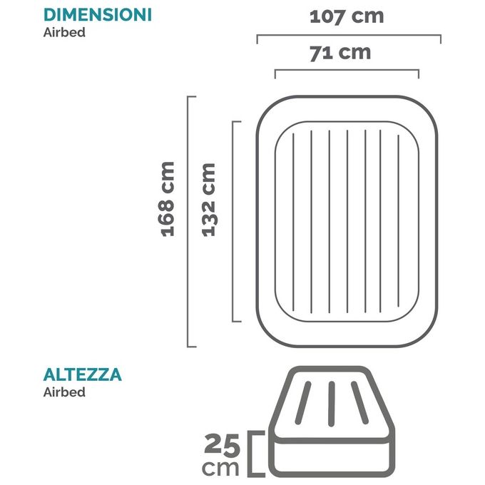 Intex Materasso baby casa e Viaggio cm 107x168x25 con Pompa Manuale