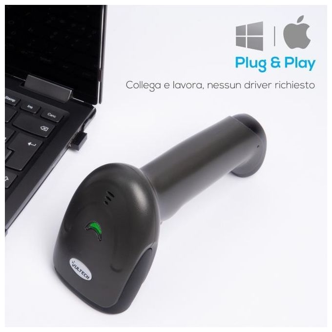 Vultech Lettore Pistola Barcode Scanner Laser 1d Wireless Bluetooth
