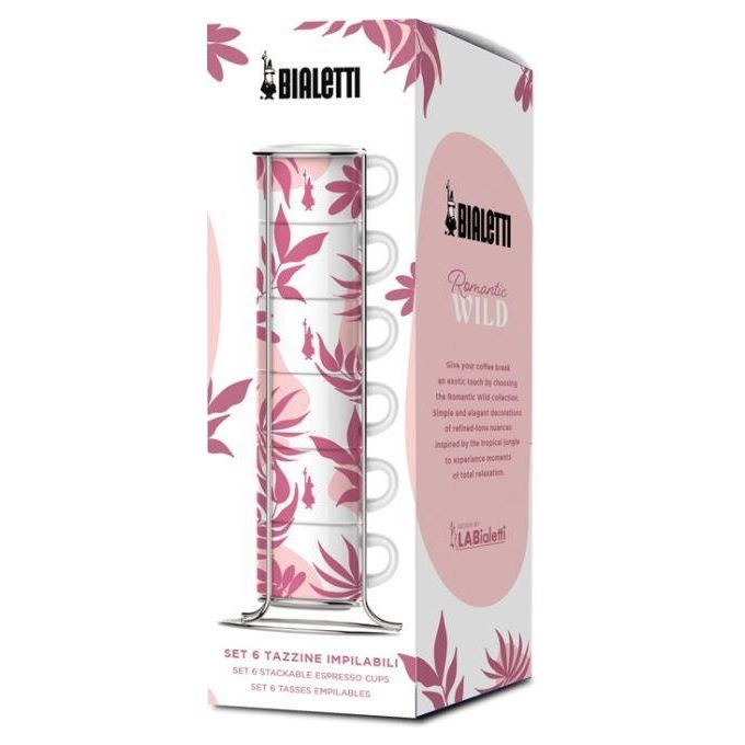 Bialetti Romantic wild set 6 tazzine impilabili rosa