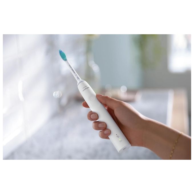 Philips HX3671-13 Sonicare Serie 3100 Spazzolino elettrico sonico con timer e sensore di pressione autonomia 14 giorni colore Bianco