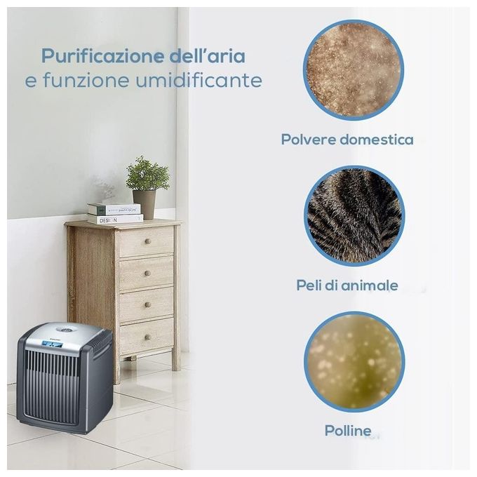 Beurer 660.48 LW 230 2-in-1 Filtro dell'Aria per Umidificare e Purificare l'Ambiente con un Unico Dispositivo Nero