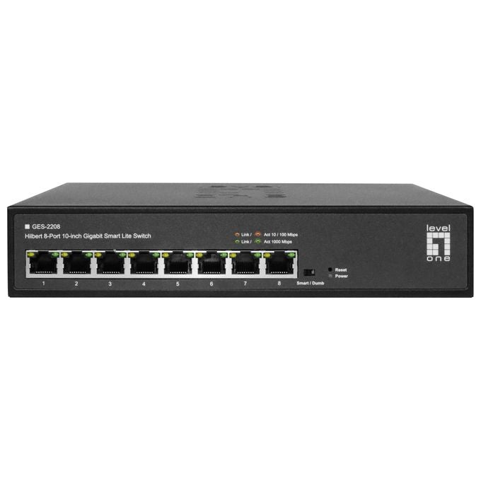 LevelOne GES-2208 Hilbert 8-Port 10-inch Gigabit Smart Lite Switch