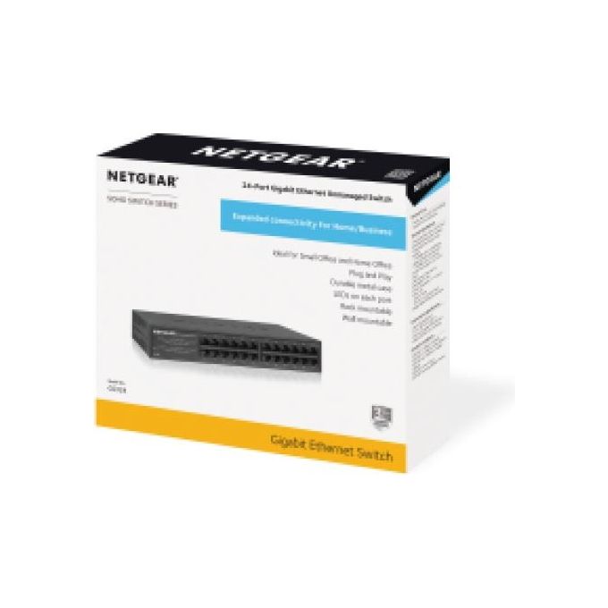Netgear GS324 Switch Non Gestito Gigabit Ethernet 10-100-1000 Supporto Power Over Ethernet Nero