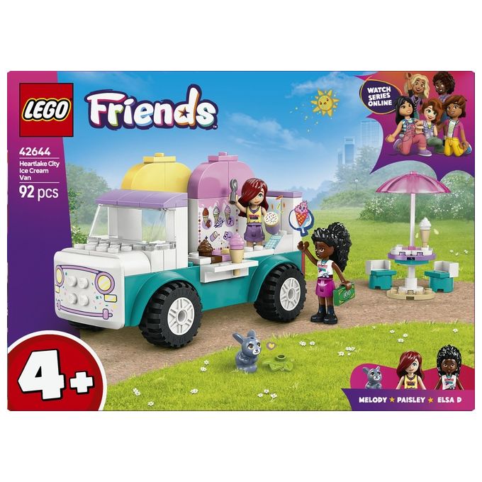 LEGO Friends Il Furgone dei Gelati di Heartlake City Giochi Creativi e Didattici per Bambine da 4 Anni con Camion Giocattolo 2 Mini Bamboline un Coniglietto Cibo e Accessori Set con Veicolo 42644