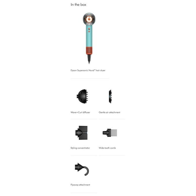 Dyson Super Sonic Nural Asciugacapelli 1600W 4 Temperature con Accessori Acquamarina