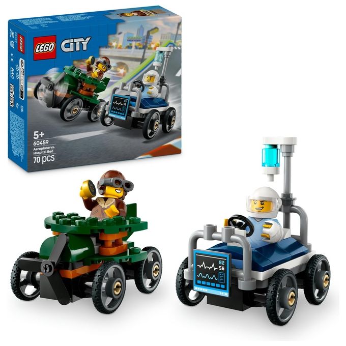 Lego Gioco Veicoli da Corsa Aereo Letto d'Ospedale Modello 60459 City