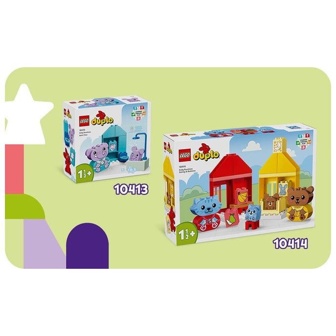 LEGO DUPLO 10414 Attivita' Quotidiane: Mangiare e Andare a Letto, Giochi per Bambini da 1.5 Anni in su con 4 Animali Giocattolo