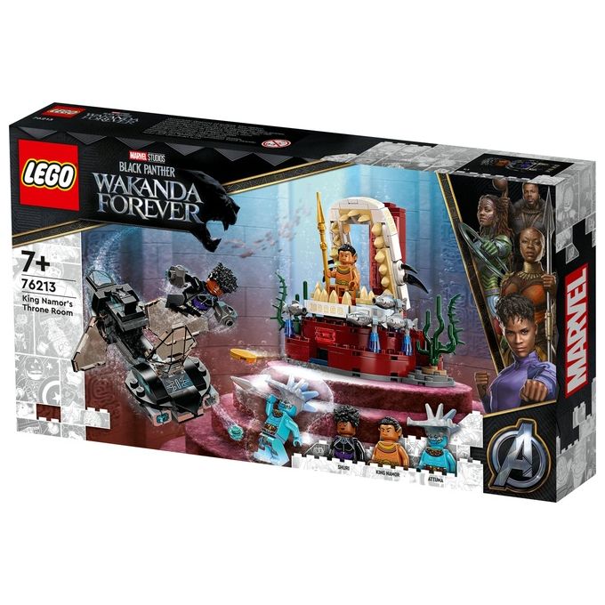 Lego 76213 Marvel La stanza del trono di Re Namor Set da costruzione Black Panther Wakanda Forever 3 Minifigure Shuri Attuma Re Namor