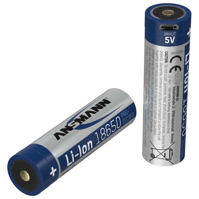 Ansmann 1 Batteria Li-Ion 18650 3400mAh 3.6V Micro-USB