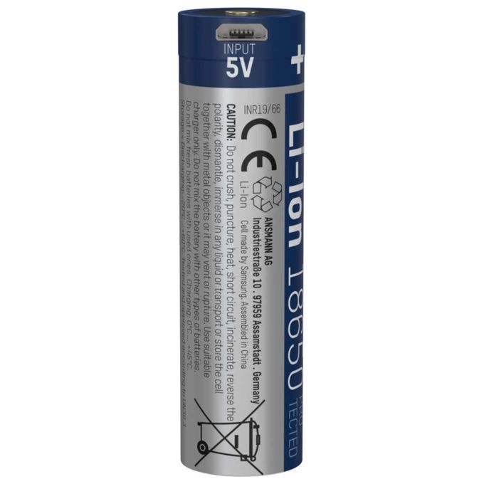 Ansmann 1 Batteria Li-Ion 18650 2600mAh 36V Micro-Usb