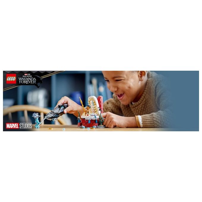 Lego 76213 Marvel La stanza del trono di Re Namor Set da costruzione Black Panther Wakanda Forever 3 Minifigure Shuri Attuma Re Namor