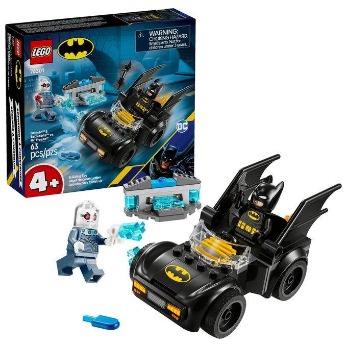 LEGO DC Batman e Batmobile Contro Mr. Freeze - Macchina Giocattolo del Supereroe con 2 Minifigure Accessori e Starter Brick per l'Auto Giochi per Bambini e Bambine da 4 Anni in su Idea Regalo 76301
