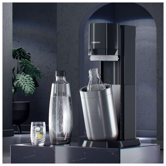 Sodastream Gasatore d'Acqua Duo Nero 1 Bottiglia di Plastica 1 Bottiglia di Vetro 1 Cilindro Co2