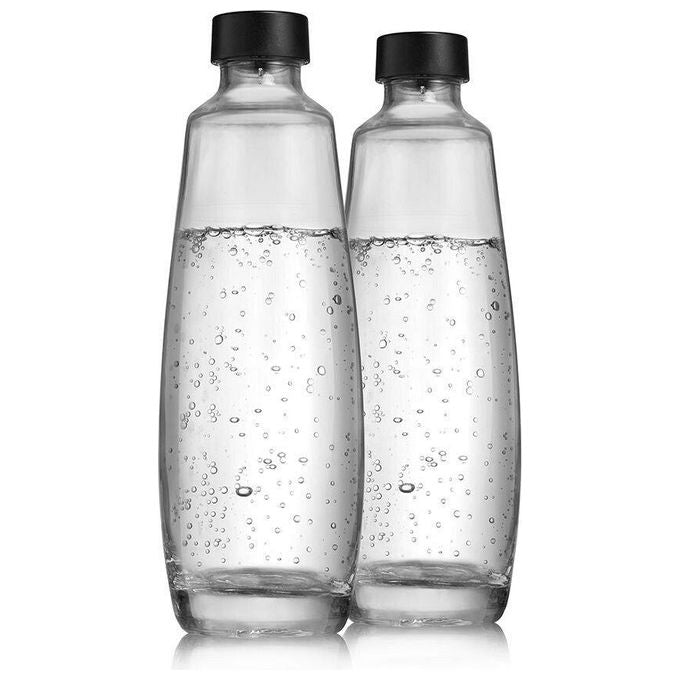 SodaStream Duo Glass Carafe 1 L – Accessorio gasatore, 2 bottiglie in vetro da 1 L, lavabili in lavastoviglie, ideali per gasatori DUO, colore trasparente