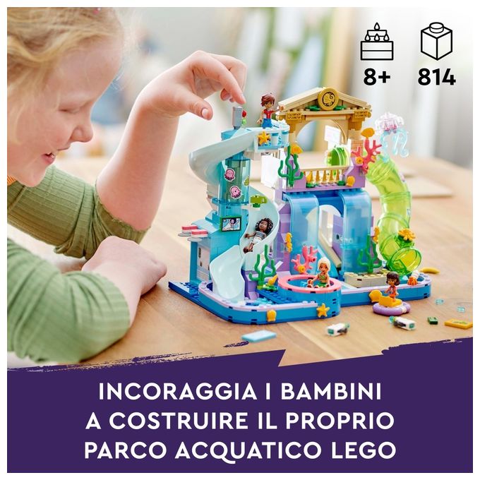 LEGO 42630 Friends Parco Acquatico di Heartlake City Giochi Creativi per Bambine e Bambini da 8 Anni in su da Costruire con Scivoli per l'Acqua 4 Personaggi e Accessori Idee Regalo di Compleanno