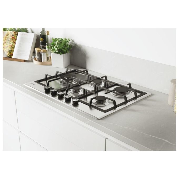 Candy CHG7WLWEX Piano Cottura a Gas su metallo 5 zone Special burner laterale Griglie in ghisa Doppia corona 75 cm 4 livelli di potenza Inox