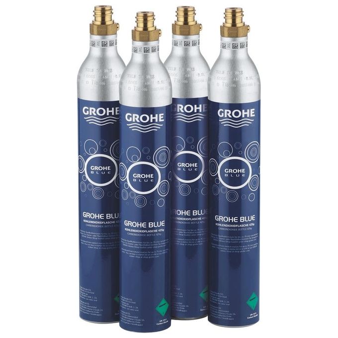 Grohe 40 422 000 Starter Kit Bombole CO2 Argento Set di 4 Pezzi