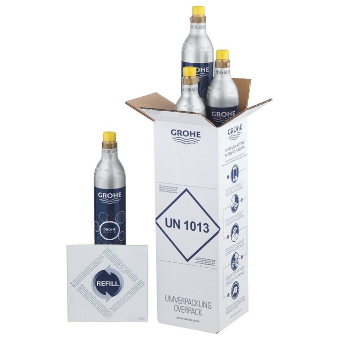 Grohe 40 422 000 Starter Kit Bombole CO2 Argento Set di 4 Pezzi