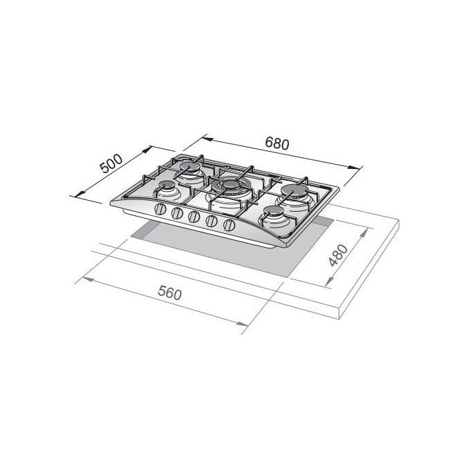 De Longhi FFB 57 ASV Linea Family Piano cottura a Gas 5 Fuochi Bruciatore Tripla Corona 70 cm Bianco