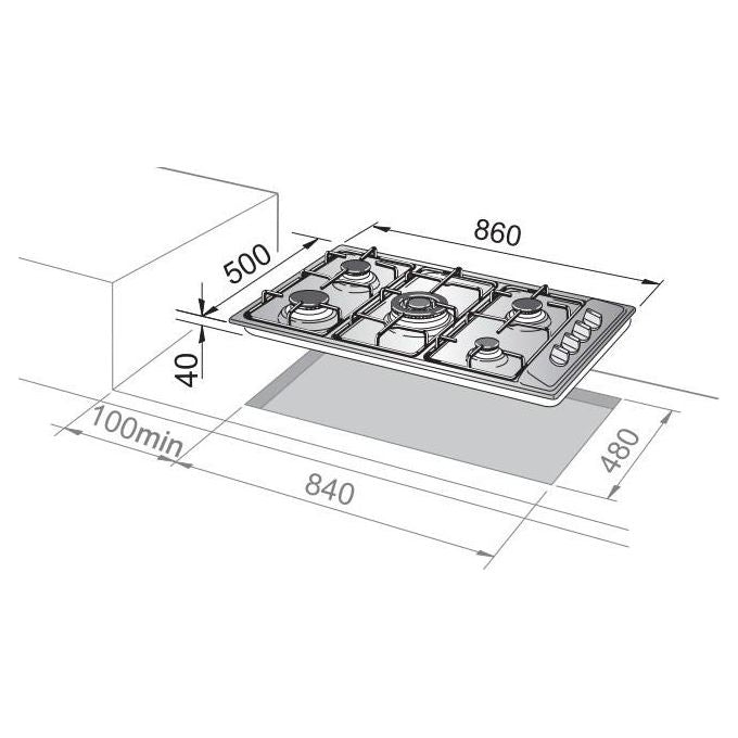 De Longhi FLA 59 DD Linea Family Piano cottura a Gas 5 Fuochi Bruciatore Tripla Corona 90 cm Acciaio Inox
