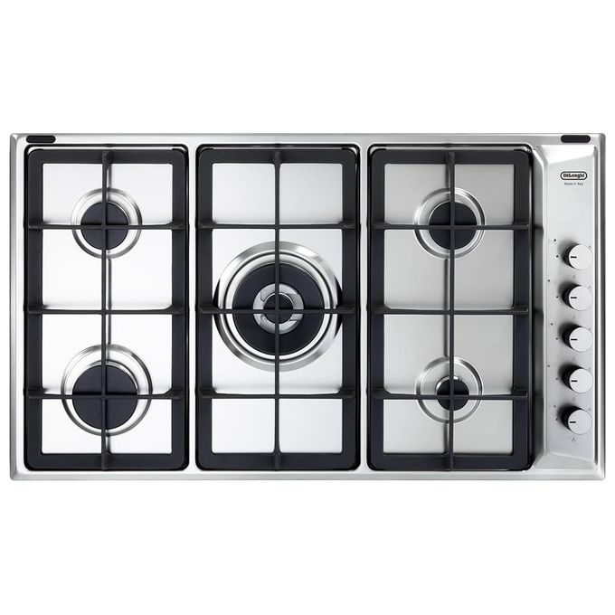 DeLonghi IL 59 PRO ND Piano Cottura a Gas 5 Zone Doppia corona Griglie in Ghisa 86 cm Acciaio Inox