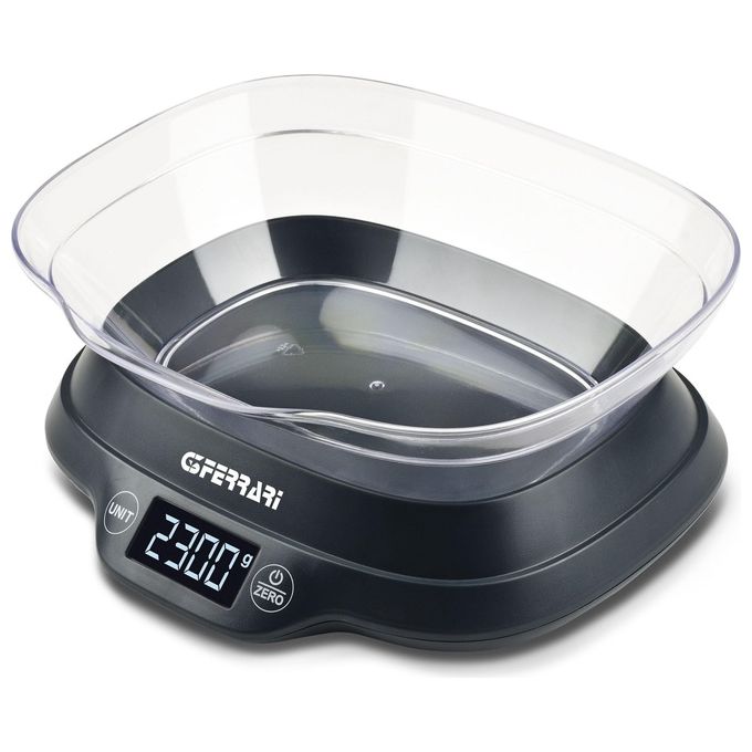 G3 Ferrari Ginny G20093 – Bilancia da cucina digitale, portata massima 5 kg, precisione 1 g, display LCD retroilluminato, funzioni tara e conversione unita', alimentazione 2 batterie AAA, colore nero