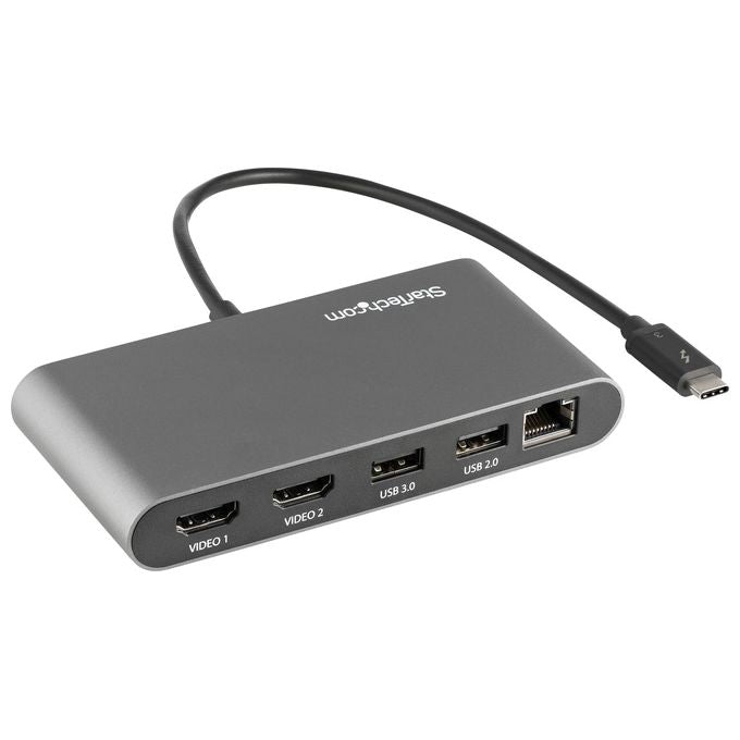 StarTech.com TB3DKM2HDL Thunderbolt 3 Mini Dock TB3 Docking Station per 2 Monitor HDMI 4K 60Hz