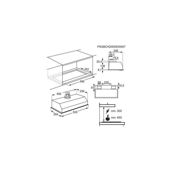 Electrolux LFG325S Cappa Aspirante o Filtrante ad Incasso 3 Velocita' Classe energetica C Portata 350 m³-h 52 cm Grigio