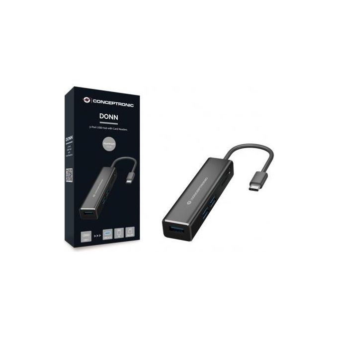 Conceptronic DONN08B Hub di Interfaccia Usb 3.2 Gen 1 Type-C 5000Mbit-s Nero