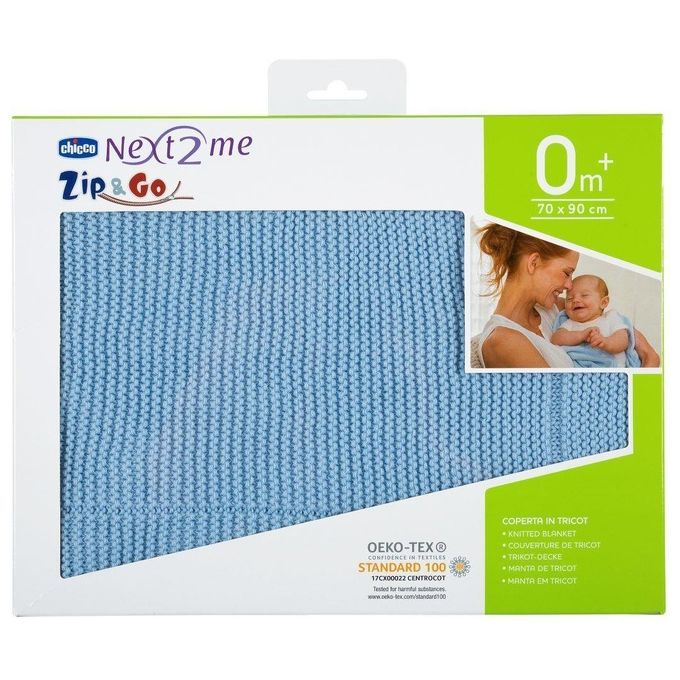 Chicco Ocean – Coperta tricot 70×90 cm, 100 % cotone, OEKO-TEX, compatibile con culle Next2Me e ZipandGo