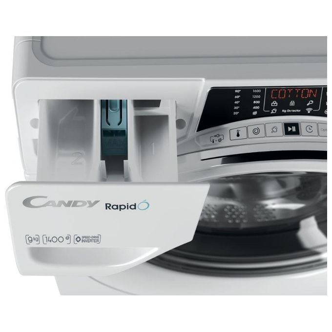 Candy RO 1496DWMCE-1-S Rapido' Lavatrice Carica Frontale Snap and Wash Classe energetica A (A+++) Capacita' di carico 9 kg Centrifuga 1400 giri Motore Inverter Wifi + Bluetooth