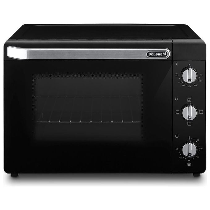De’Longhi EO20792 - Fornetto elettrico 20 L, 1300 W, funzioni di cottura: ventilata, grill, scongelamento e mantenimento in caldo, timer 120 minuti, termostato regolabile fino a 200 °C, Nero-Acciaio inox