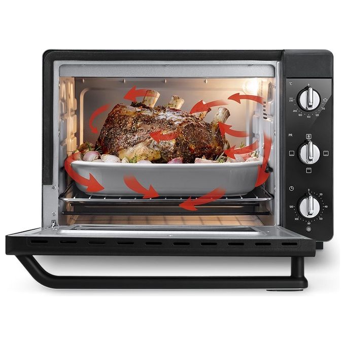 De’Longhi EO20792 - Fornetto elettrico 20 L, 1300 W, funzioni di cottura: ventilata, grill, scongelamento e mantenimento in caldo, timer 120 minuti, termostato regolabile fino a 200 °C, Nero-Acciaio inox