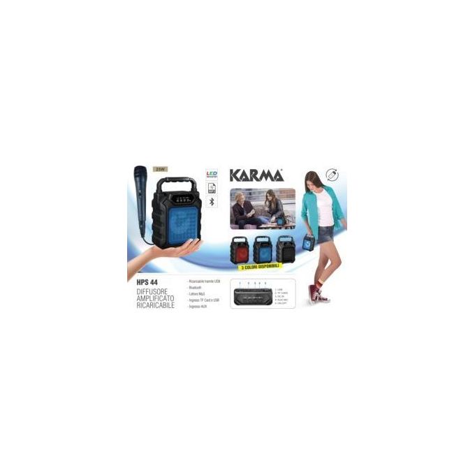 Karma Diffusore Amplificato Portatile Ricaricabile Bluetooth MP3 e Microfono