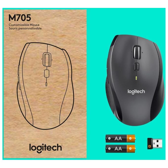 Logitech Marathon M705 Mouse Mano Destra Rf Wireless Ottico 1000 Dpi