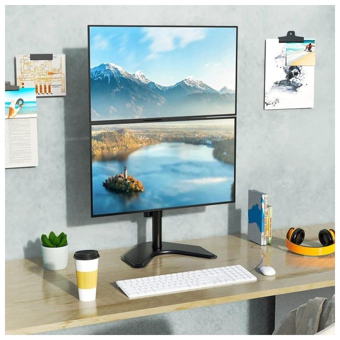 Techly Supporto da Scrivania per 2 Monitor 13-27'' con Base Nero