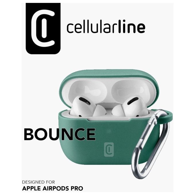 Cellular Line Bounce per AirPods Pro Custodia per AirPods in silicone soft-touch con gancio Verde