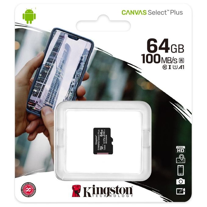 Kingston  Canvas Select Plus SDCS2-64GBSP Scheda microSD Classe 10, senza Adattatore SD, 64 GB